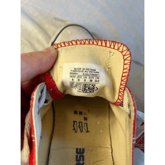 Converse All Star Red/White Low Top Sneakers, Women's 8. Men's Size 6, Skater - Picture 5 of 8